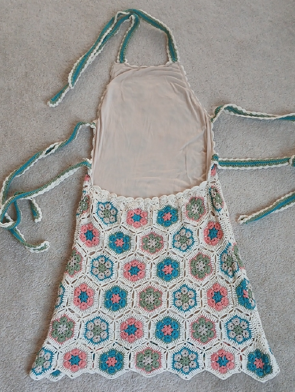Show Me Your MuMu Happy Halter Mini Dress 70s Multi Crochet - Picture 6 of 8